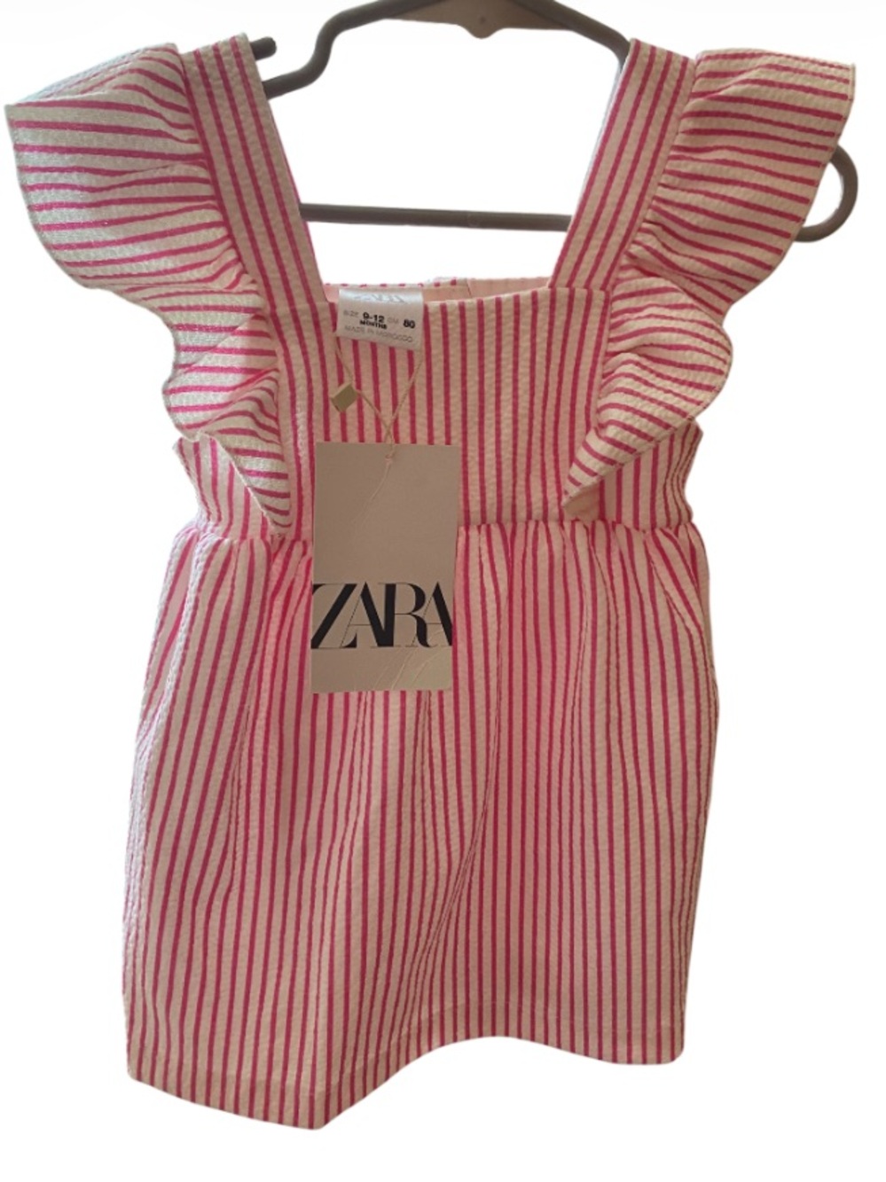 Zara Pink & White Striped Ruffle Sundress NWT Size 9-12 months